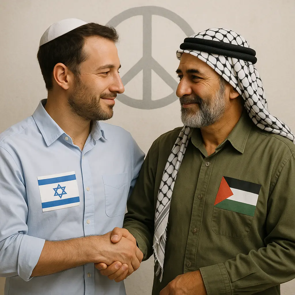 Palestinian and Israeli Making Peace